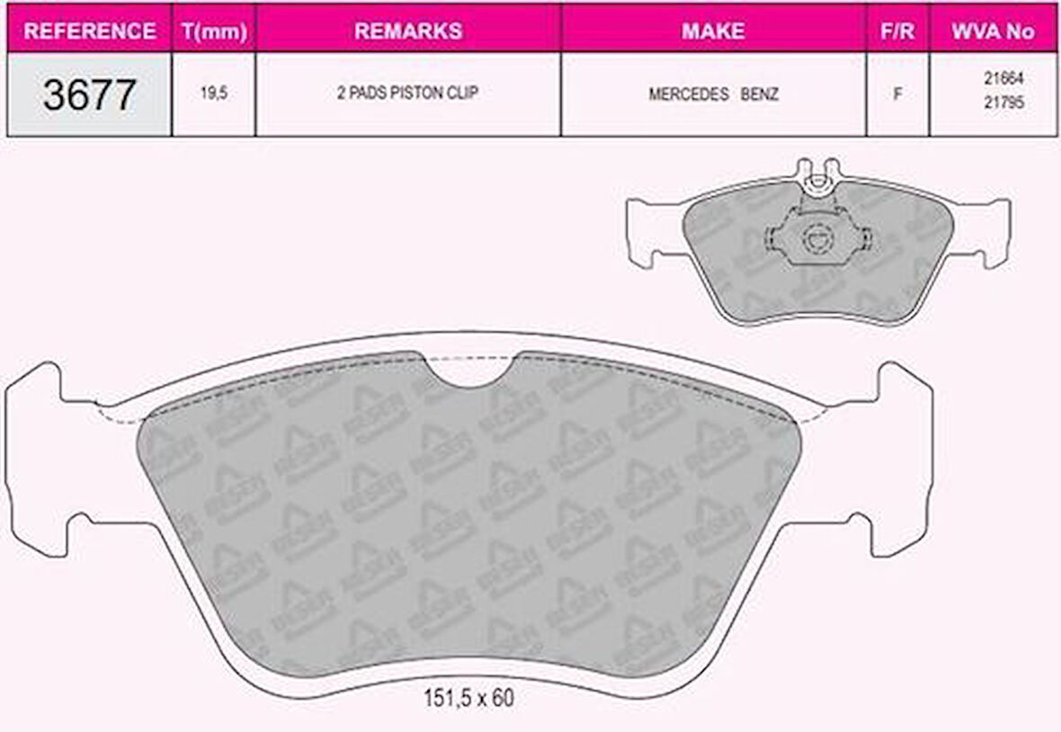 Beşer 3677 Fren Balatası Ön W202 95-00 S202 97-01 C208 97-00 W210 95-00 S210 99-03 C140 92-99 R170 00-03 A0054204720