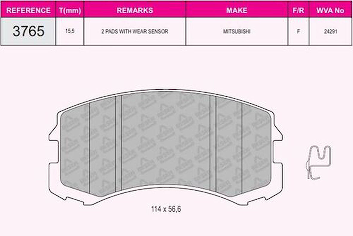 Beşer 3765 Ön Fren Balatası Mitsubishi Lancer 03-07 MN116764