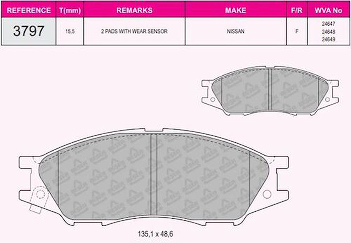 Beşer 3797 Ön Fren Balatası Nissan Almera 1.5 06- 1N133328Z