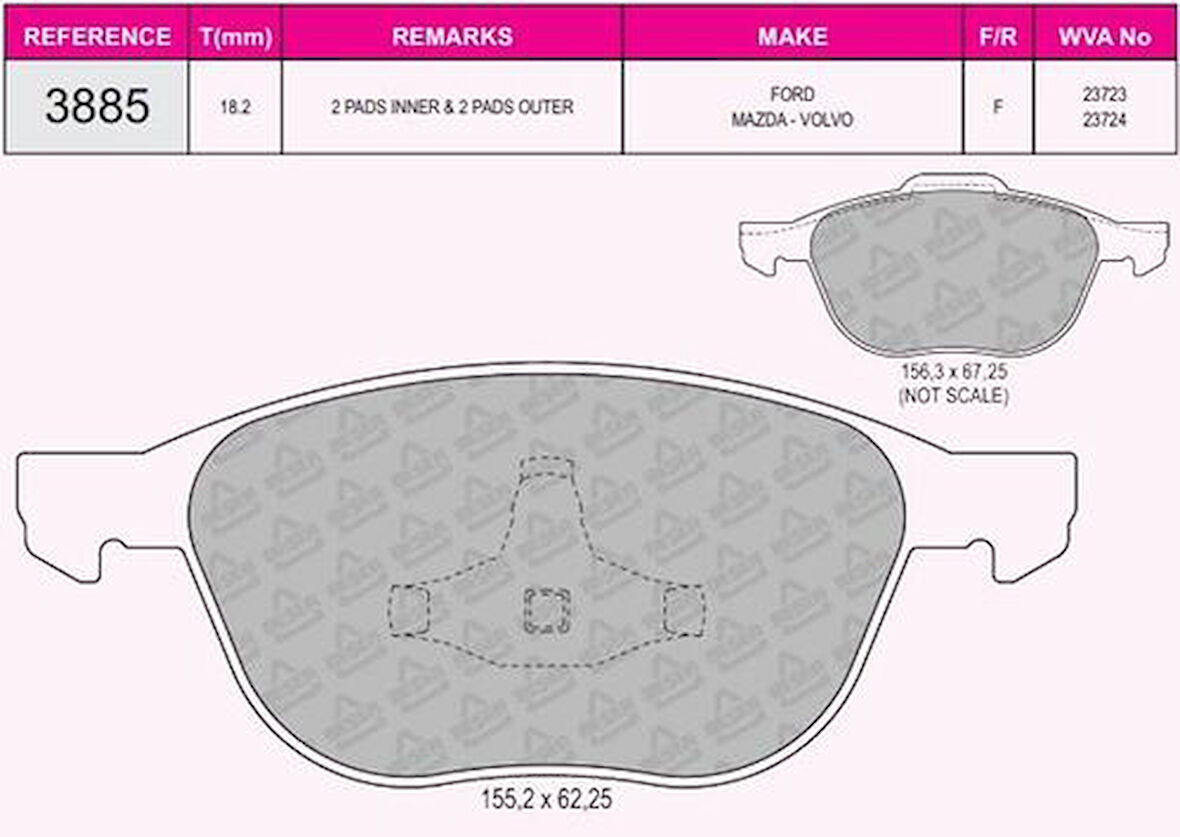 Beser 3885 Ön Fren Balatası Focus II 04 > Focus II C Ma04>07 C Ma07 > Focus III 11 > 1.6Eco 1.6Tdcı 1.8Tdcı 2.0Tdcı Kuga 2.0Tdcı 07 > Mazda III Mazda V Volvo C30 C70 II S40 II V50 03>