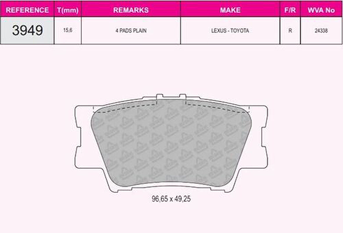 Beşer 3949 Arka Fren Balatası Toyota RAV4 III 06-11 Camry 06-10 0446602220