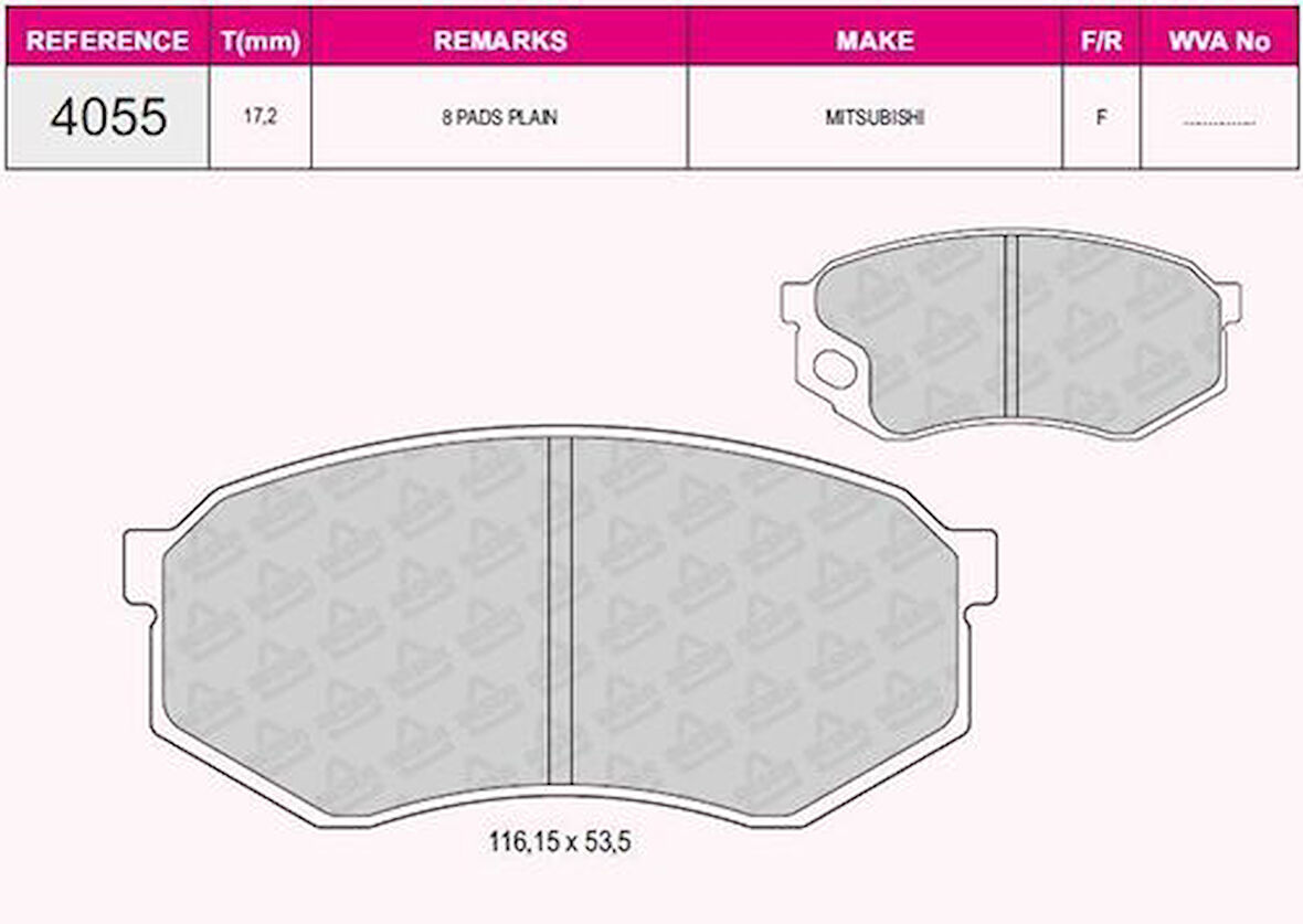 Beşer 4055 Ön Fren Disk Balata Mitsubishi Fuso Canter Fe511 Fe711 8 Parça BP1140100