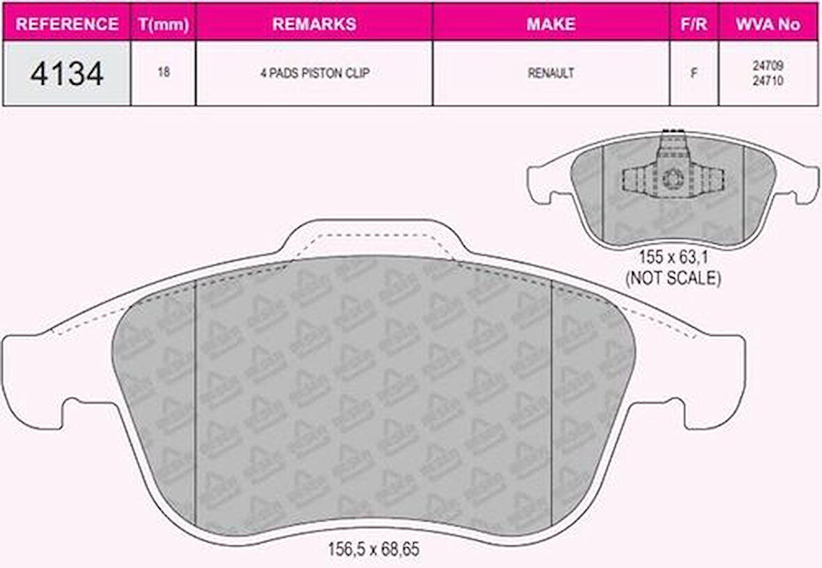 Beşer 4134 Ön Fren Balatası (Takım) Renault Megane III 10-Grand Scenic III 10-Laguna III 07-1.2 TCE 1.4 1.5 DCI 1.6 DCI 2.0 DCI 410600032R