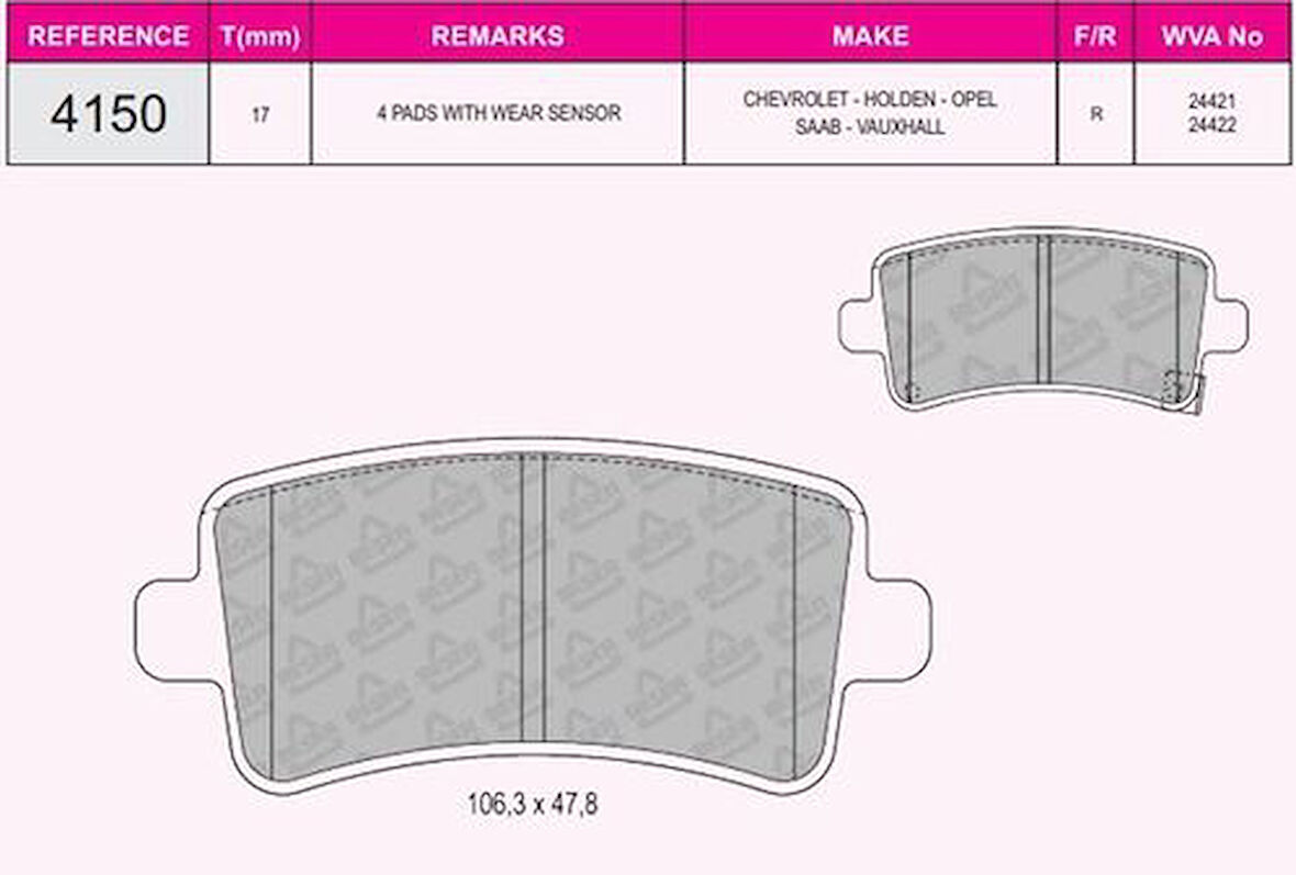 Beşer 4150 Arka Fren Balatası Insignia A 09-16 13237765
