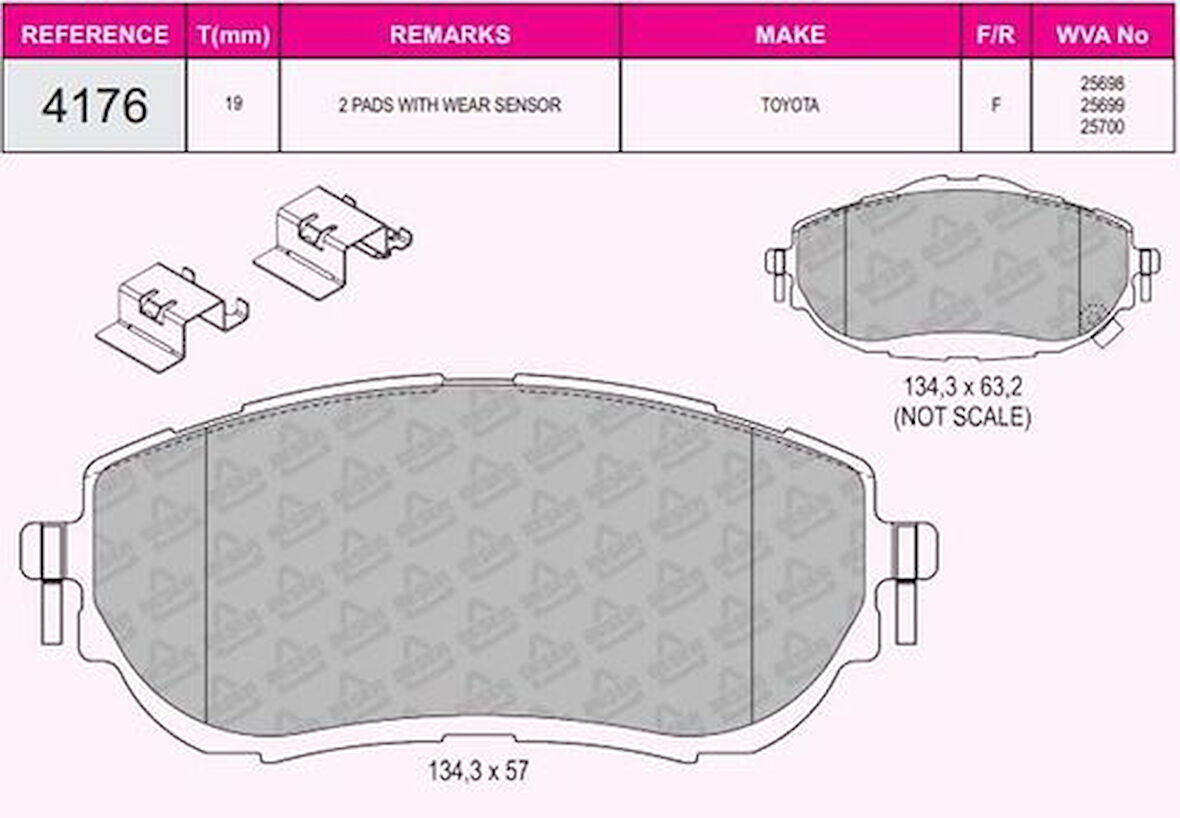 Beşer 4176 Ön Fren Balatası Toyota Corolla 2013-Auris 2012-1.33 1.6 Benzinli 1.4 D4D Dizel 0446502390