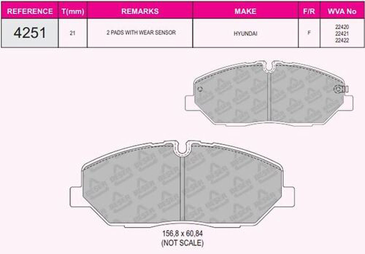 Beşer 4251 Ön Fren Balatası Hyundai H350 Minibüs Panelvan 2.5 CRDI 5810159A00