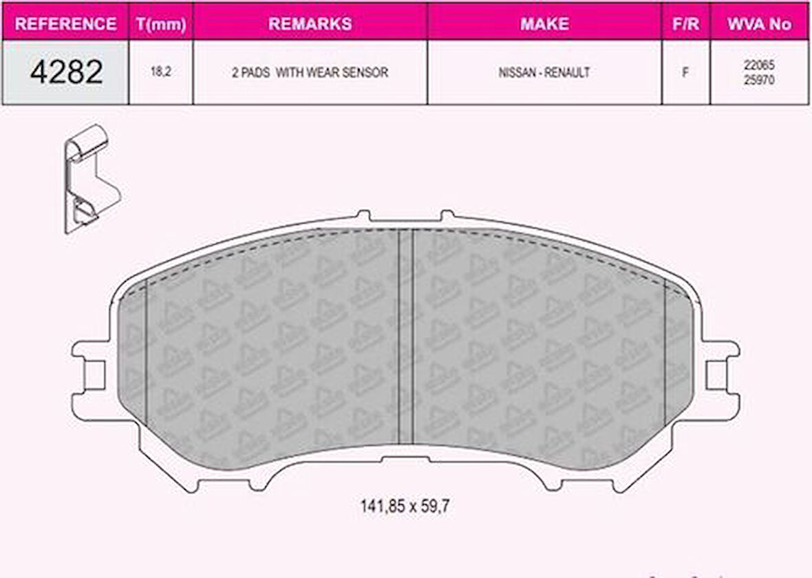 Beşer 4282 Ön Fren Balatası Nissan Qashqai J11 Kasa 2013-XTrail 2014- Renault Kadjar 2015- 410604EAOA