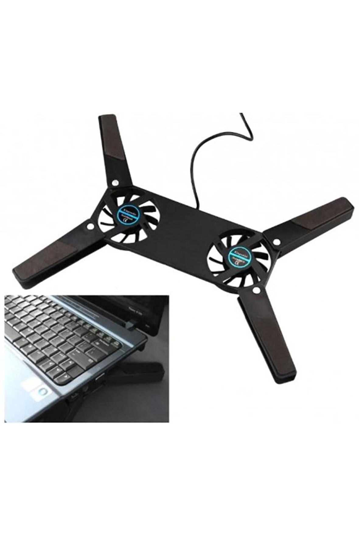 Katlanabilir Laptop Soğutucu - 2 Fanlı Portatif ve Verimli Soğutma Sağlayan Ergonomik Tasarım