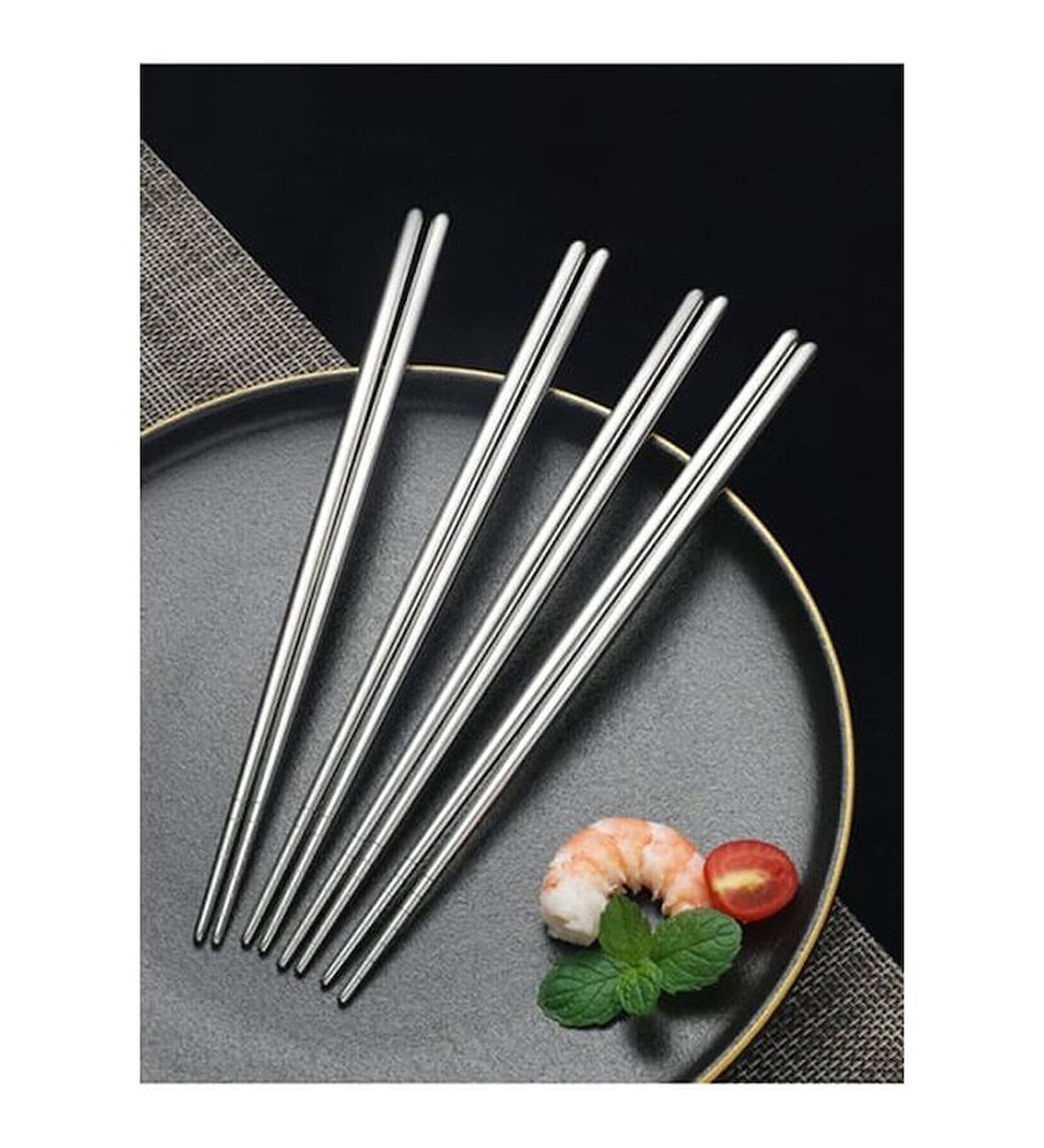 Busstier Metal Chopstick Seti, 22.5 cm, 4'lü Set – Şık ve Dayanıklı Tasarım