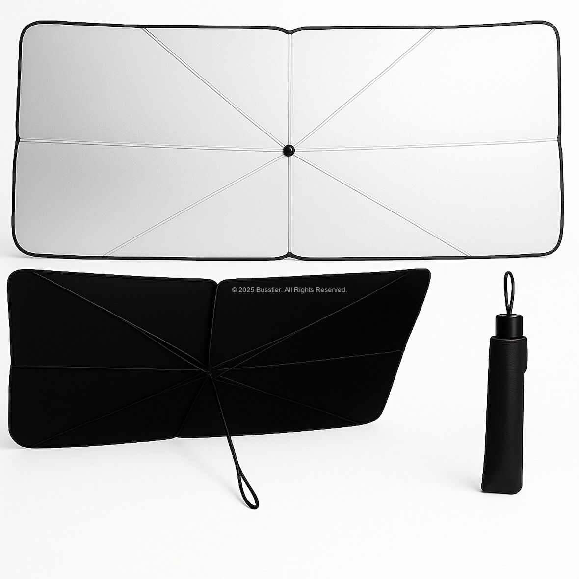 Katlanabilir Şemsiye Tipi Güneşlik 140x80 cm UV Koruma Isı Yalıtımı Kolay Kurulum