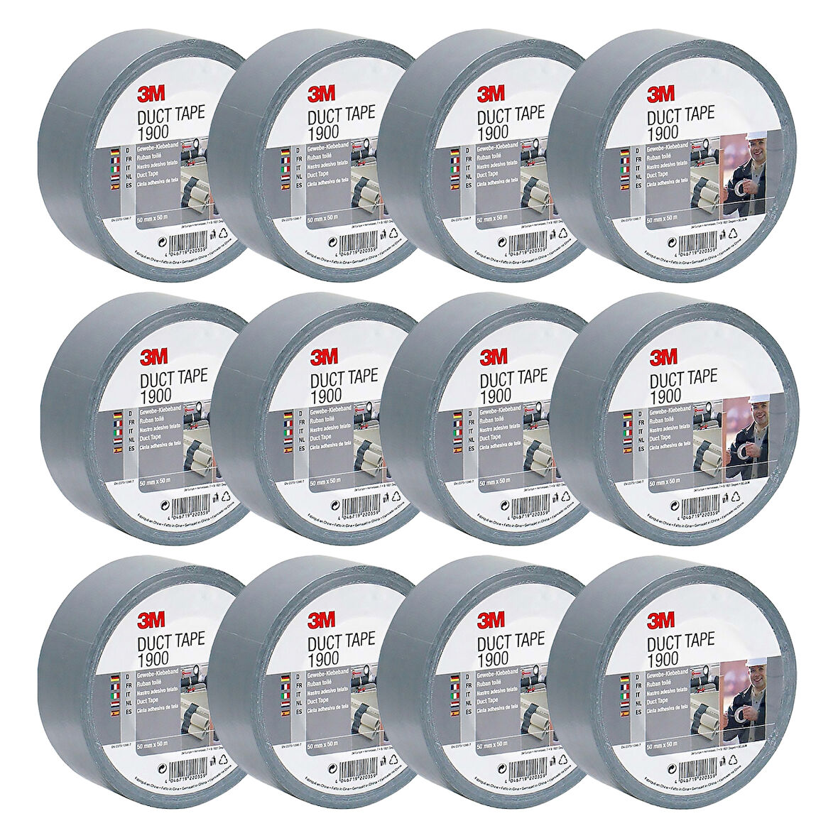 3M 1900 Gümüş Bez Bant 12 Adet 50mm*50mt