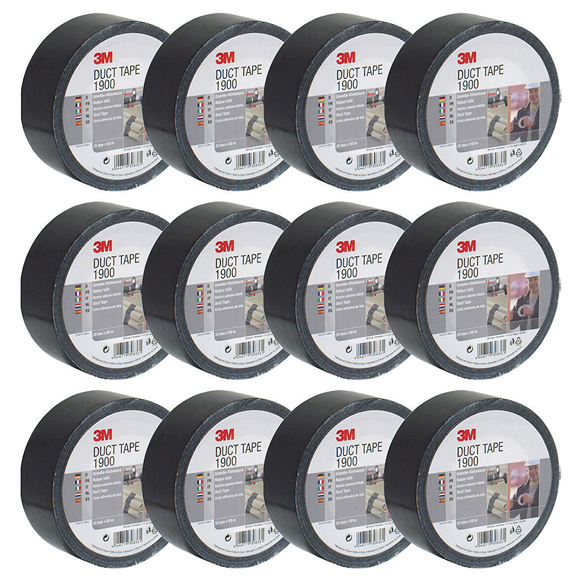 3M 1900 Siyah Bez Bant 12 Adet 50mm*50mt