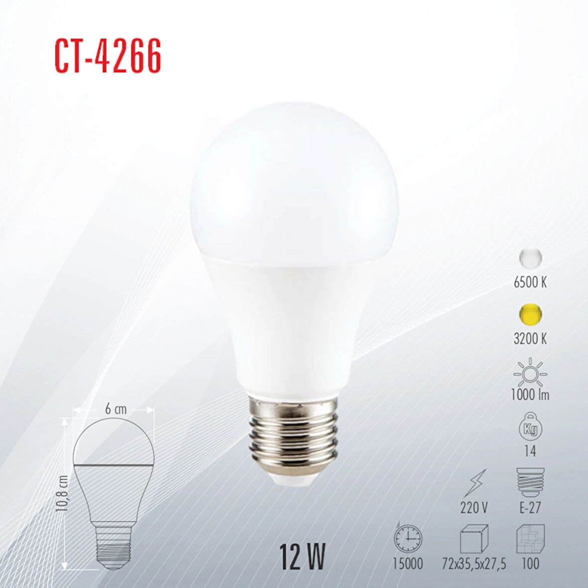 CATA CT-4266 LED AMPUL BEYAZ IŞIK (10 ADET)