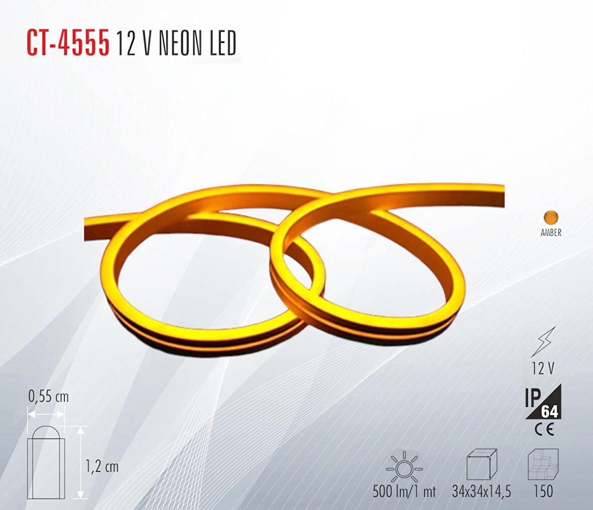 CATA CT-4555 12 V NEON LED ŞERİT AMBER (5 METRE)