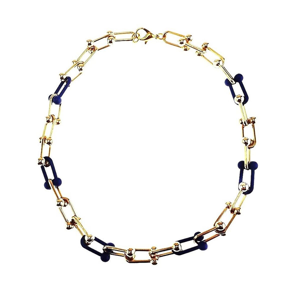 Altın Kaplama Sarı & Mavi Renk Zincir & Tiffany Kadın Kolye