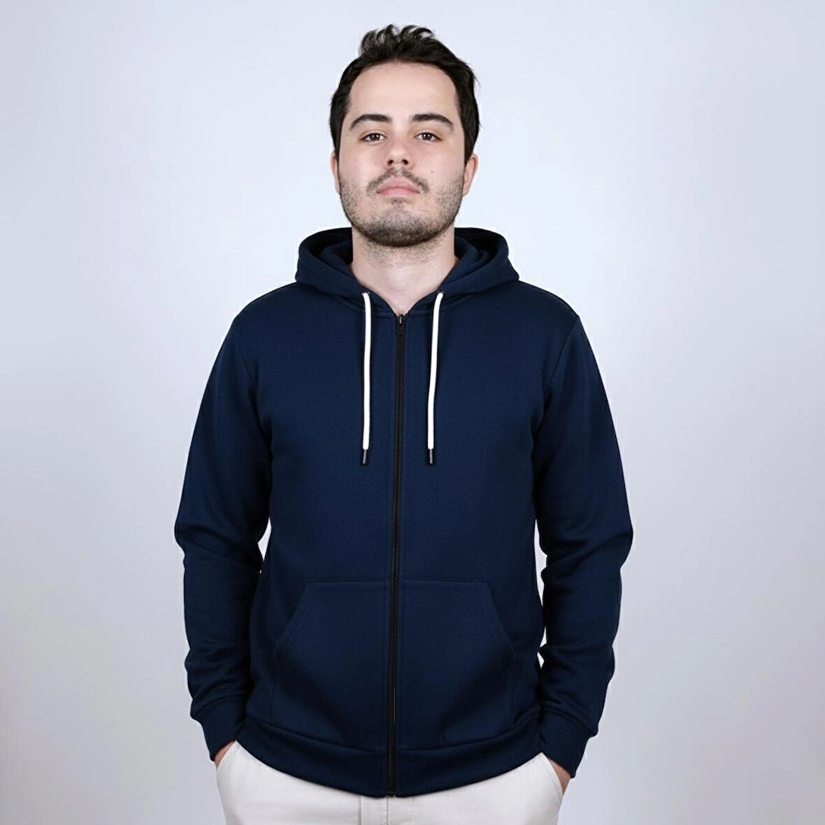 Kapüşonlu Sweatshirt Sade, Şık ve Konforlu, Tam Fermuarlı, Çift Cepli ! Her Tarza Uygun