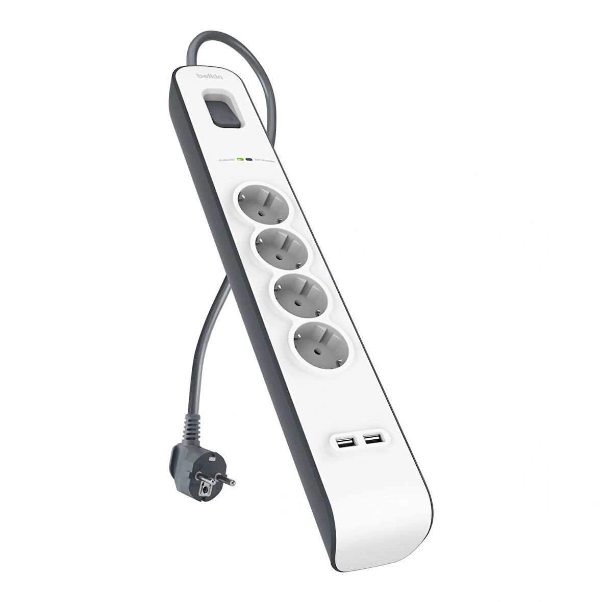 Belkin 4'lü Priz + 2 USB Girişli Akıllı Enerji Koruma Prizi