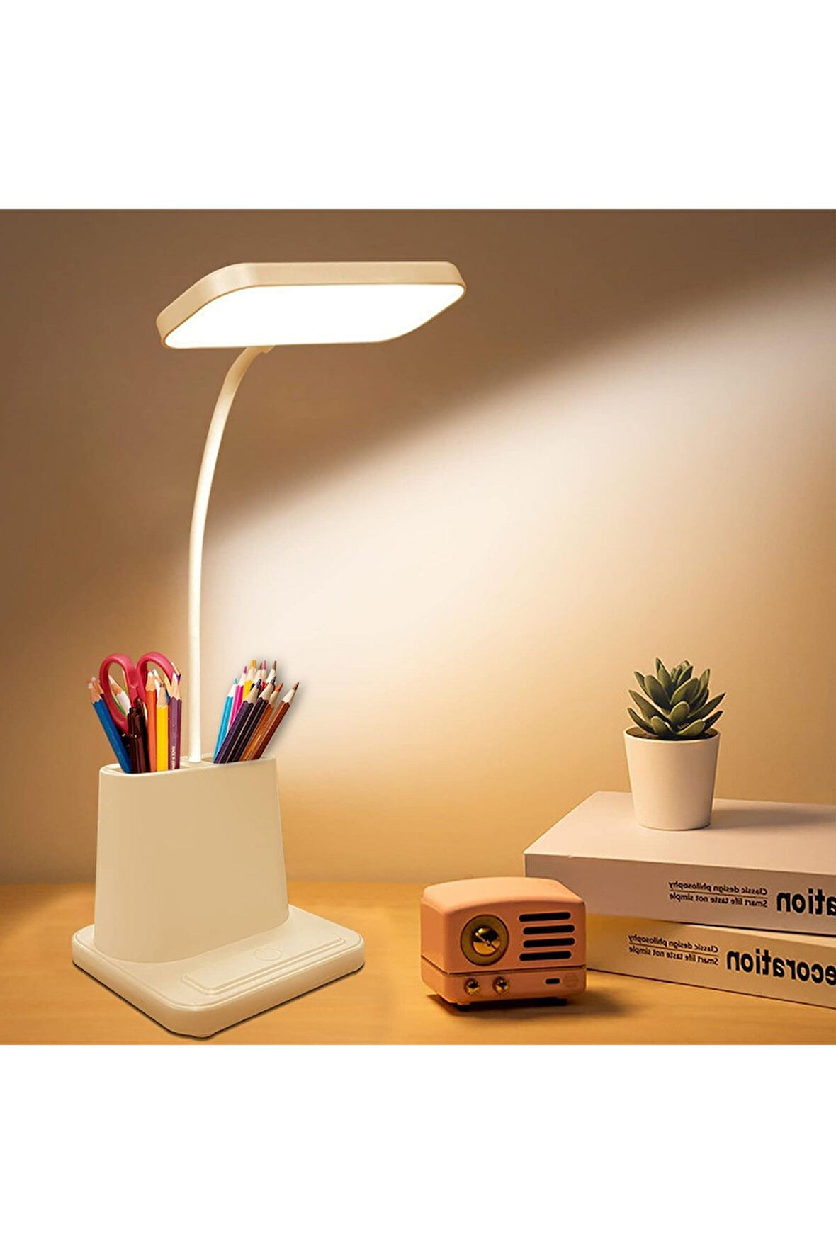 20 Led Çalışma Okuma Işığı 3 Kademeli Şarjlı Masa Lambası Ayarlanabilir Parlaklık