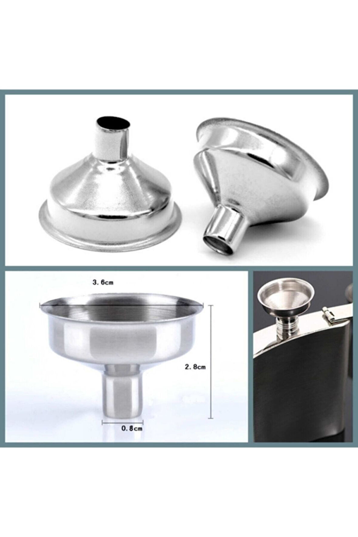 Mini Paslanmaz Çelik Huni İçecek Matarası Doldurma Aparatı