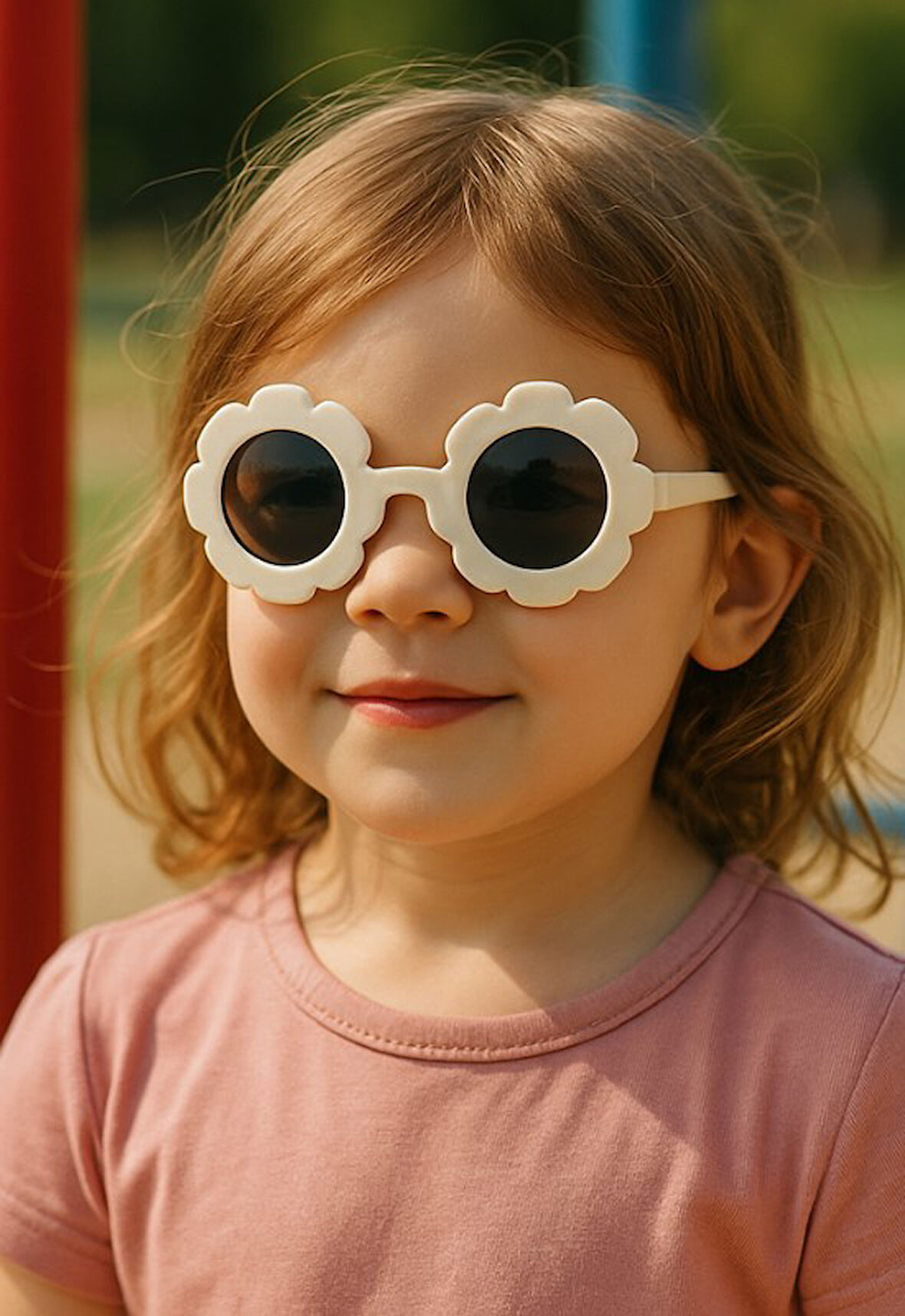 Kids Güneş Gözlüğü Beyaz Papatya Çerçeve UV 400 Korumalı CE Belgeli Güneş Gözlüğü Unisex