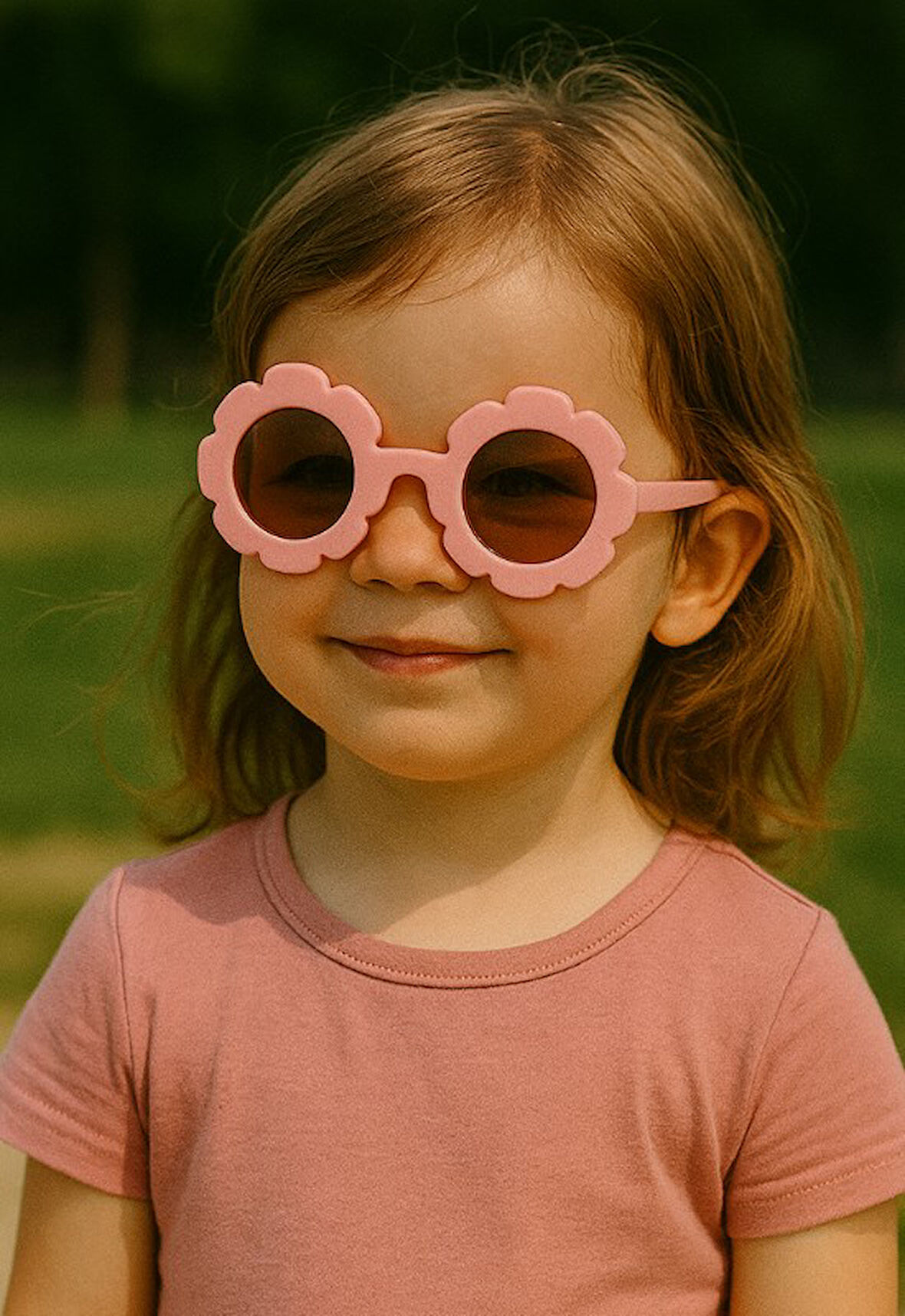 Kids Güneş Gözlüğü Pembe Papatya Çerçeve UV 400 Korumalı CE Belgeli Güneş Gözlüğü