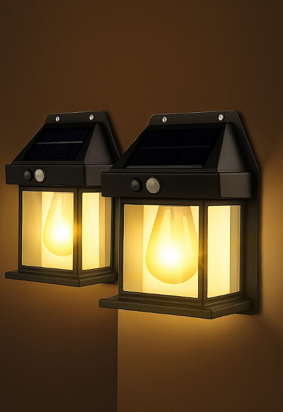 2 Adet Büyük Boy Güneş Enerjili Bahçe Led Ampul Hareket Sensörlü Bahçe Led 3 Mod'lu