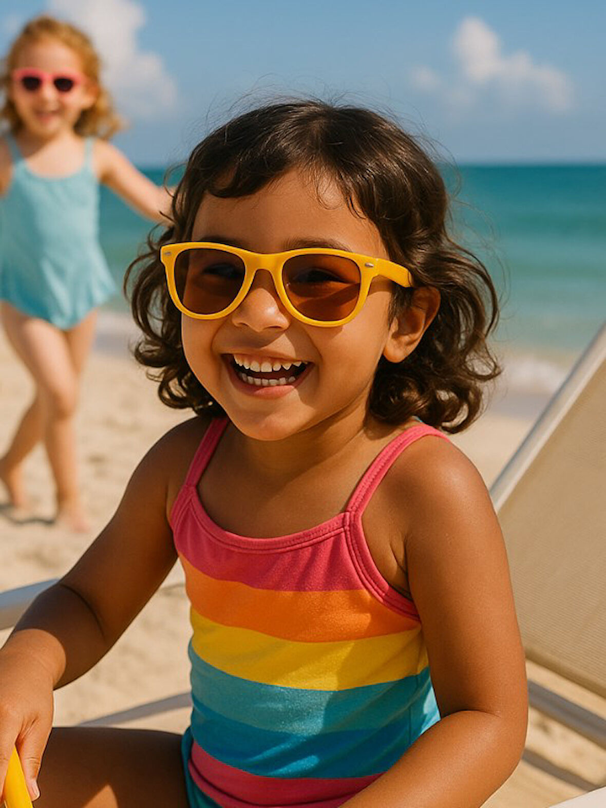 Kids  Tatlı Sarı Güneş Gözlüğü Klipsli Çerçeve UV 400 Korumalı CE Belgeli 