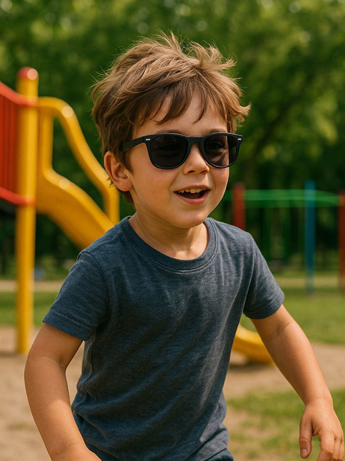 Kids  Siyah Güneş Gözlüğü Pinli Çerçeve UV 400 Korumalı CE Belgeli 