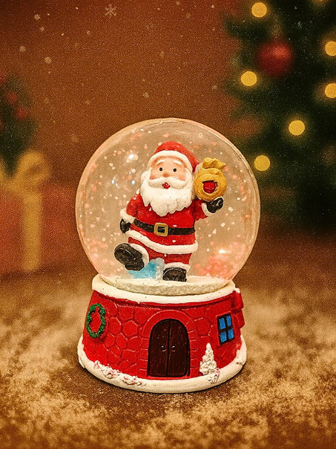 2026 Yılbaşı Temalı 9 cm Orta Boy Kar Küresi - 2026 Yeni Yıl led Işıklı Noel Baba Süsü 47