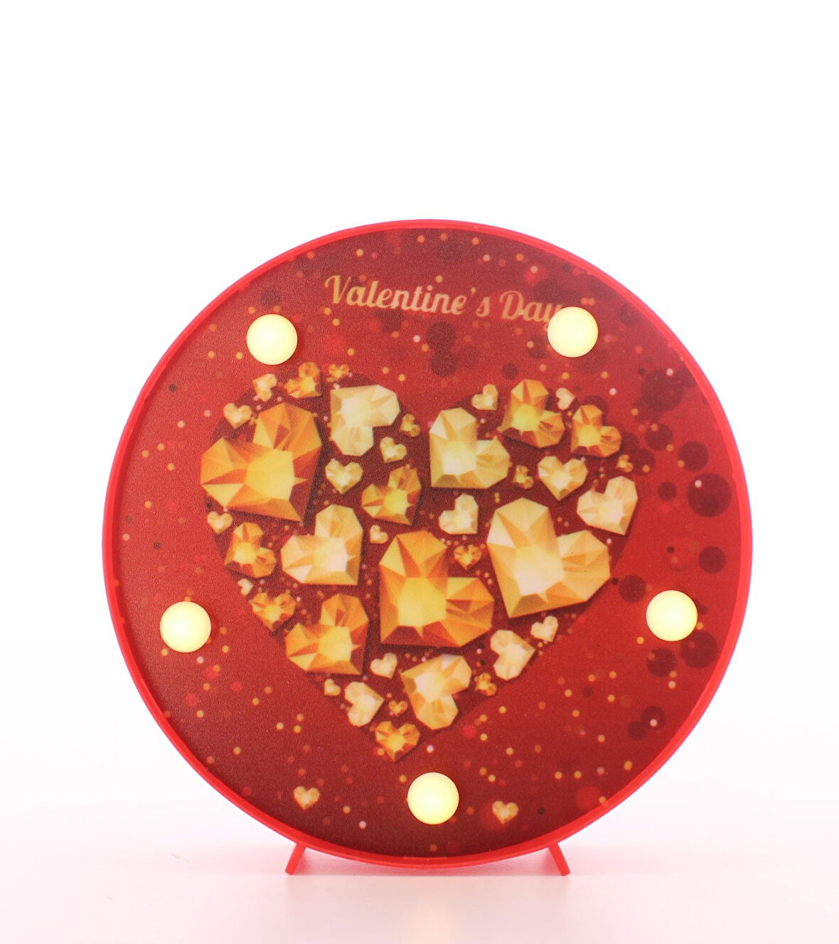Dekoratif  3D Led Lamba Gold Kalp Temalı  Led Lamba