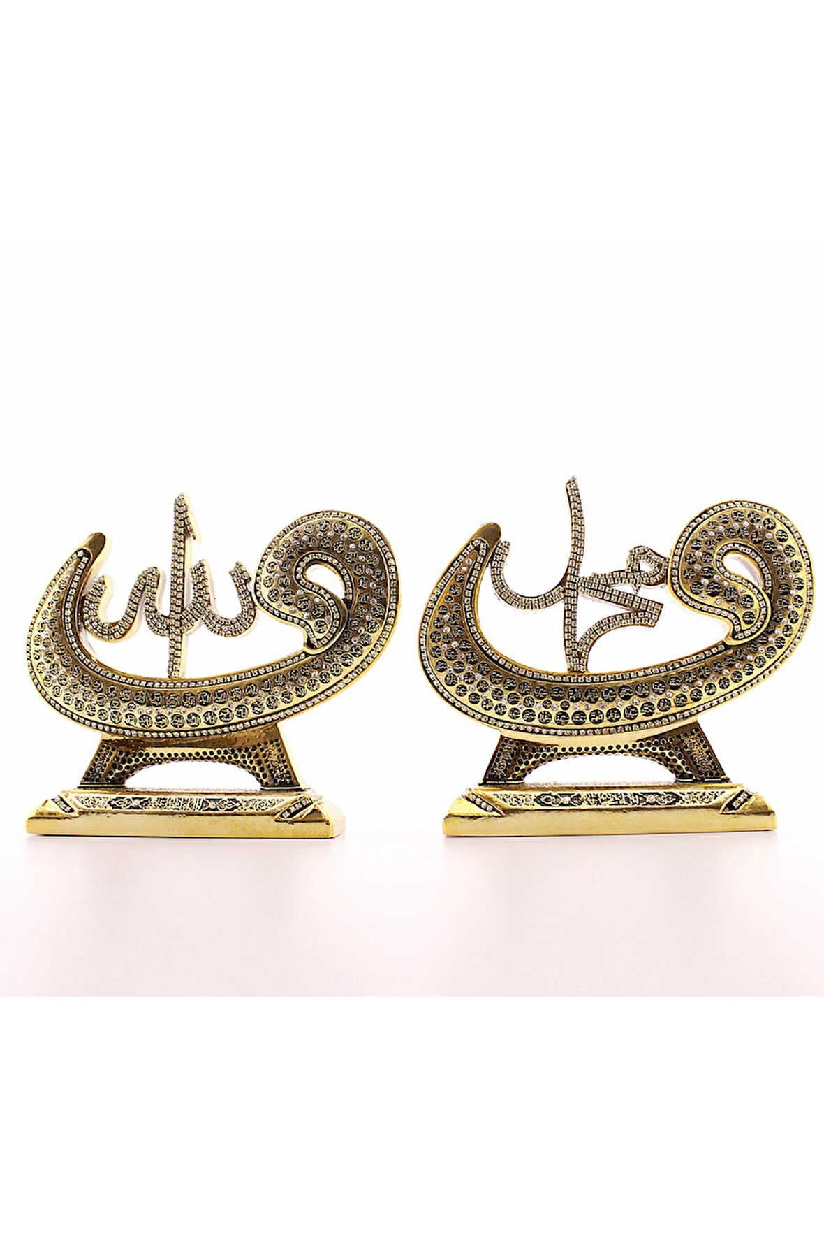 2'li Gold Allah Muhammed Vavlı Lafız  Biblo Orta Boy 17cm-014