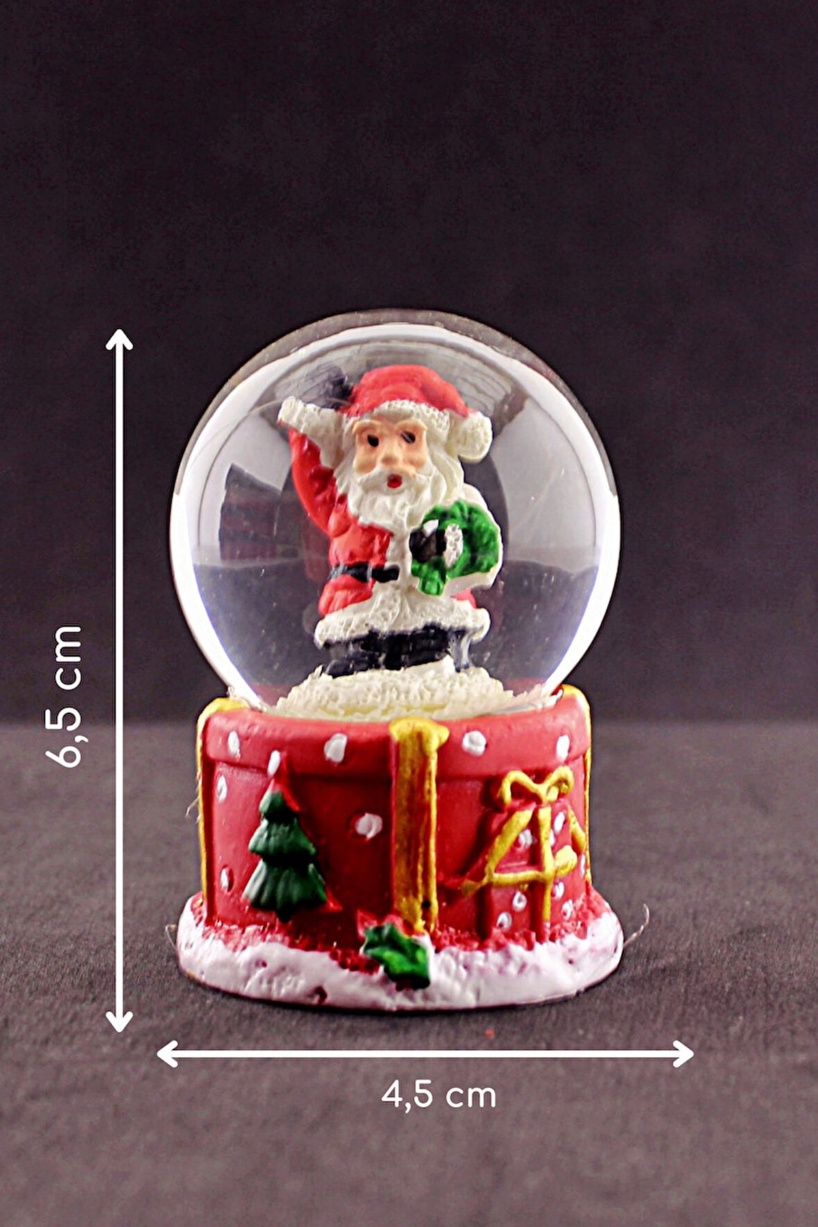 Merry Christmas El Sallayan Noel Baba Temalı  Mini Boy Işıklı Kar Küresi 6,5 cm 1