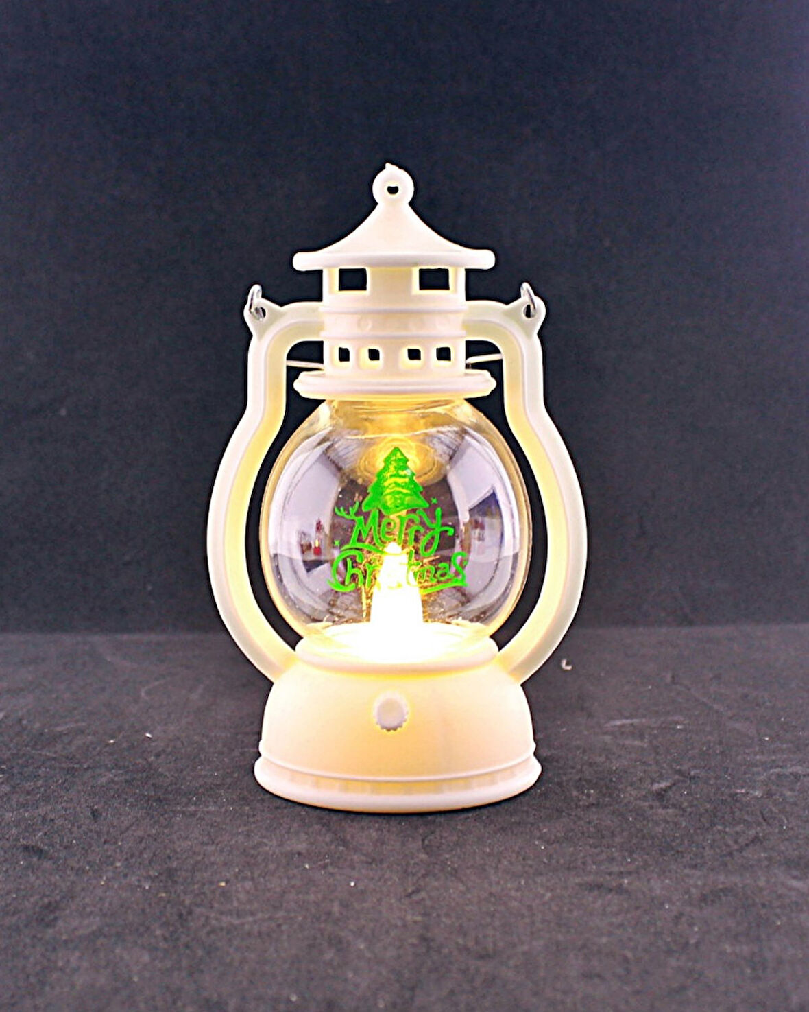 Yılbaşı Temalı Noel Led Mumlu Pilli Yılbaşı Kandili Beyaz