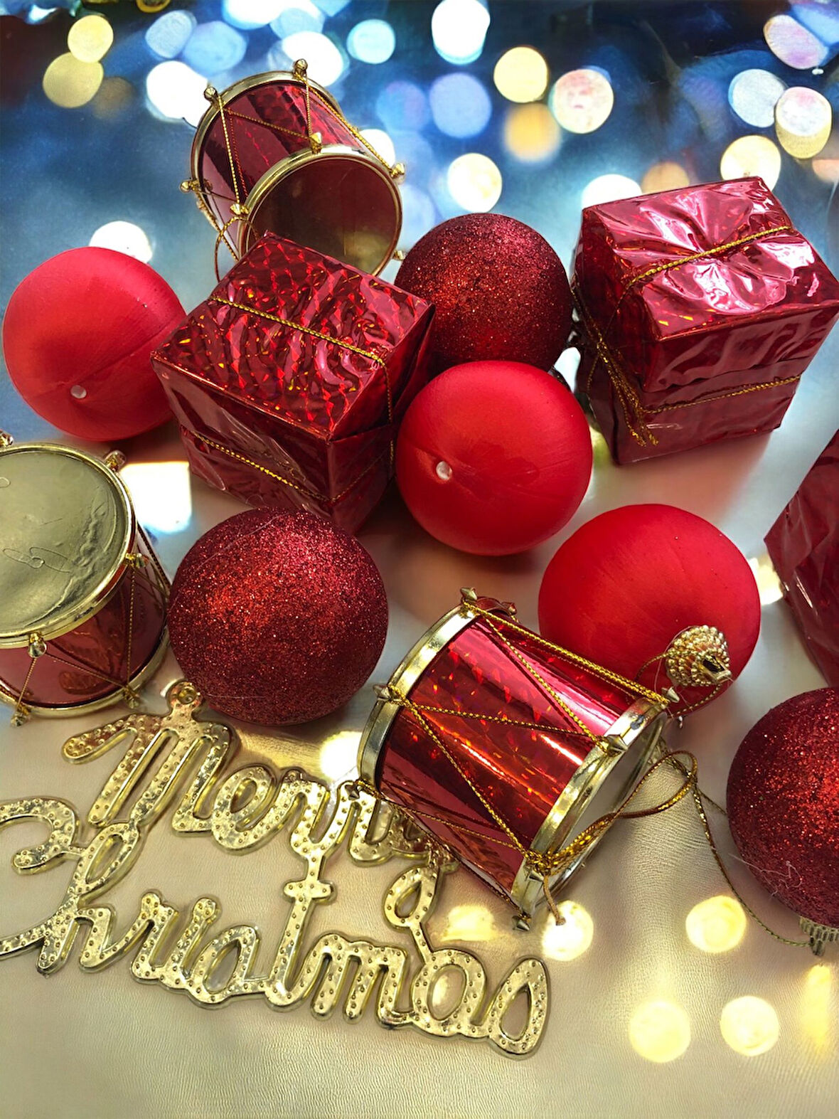 Yeni Yıl Yılbaşı Noel Çam Ağacı Süsü Lüx 13 Parça Orta Boy