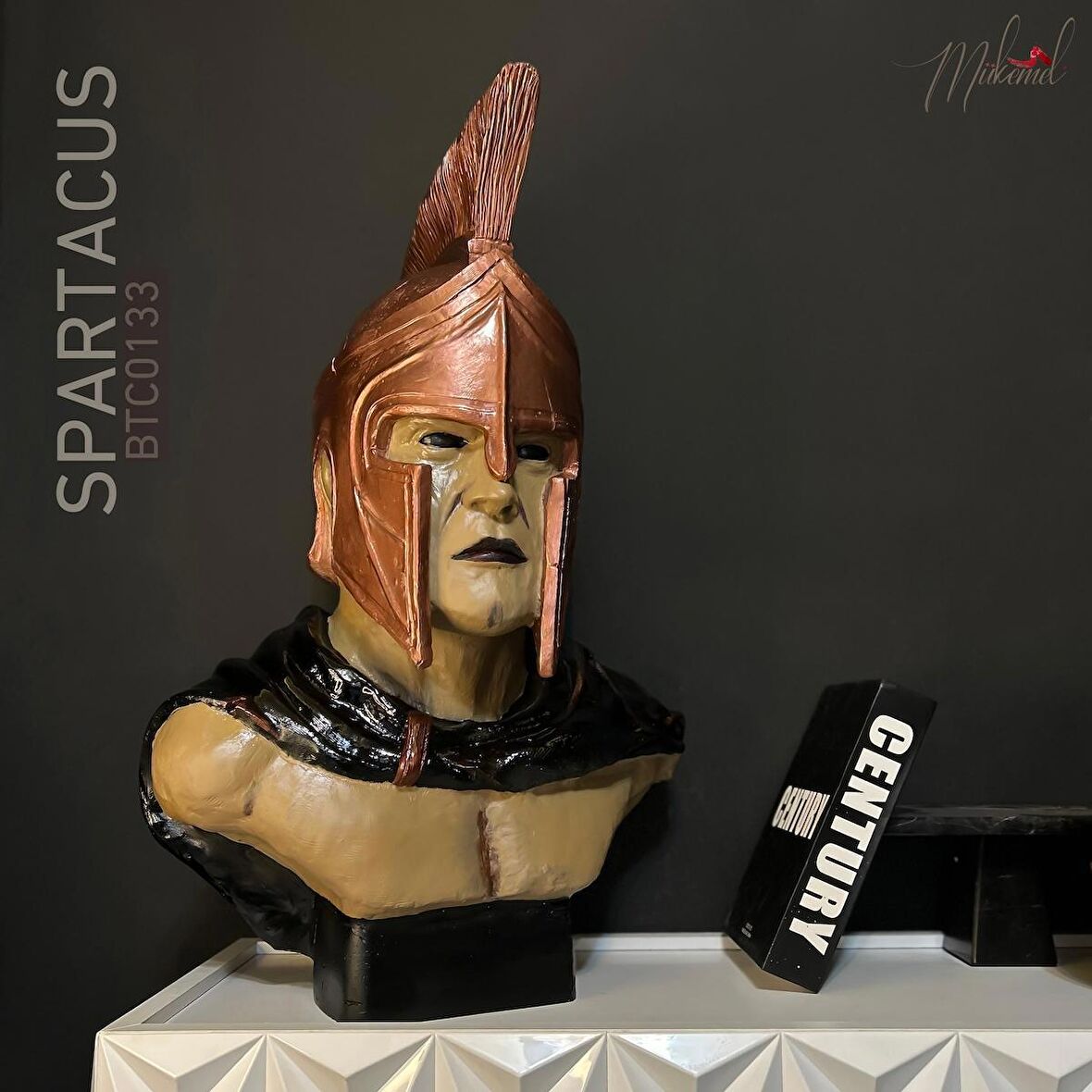 Spartacus (gladyatör büstü, kahraman figürü, lider heykeli, dekoratif savaşçı) Mukemel tasarımları