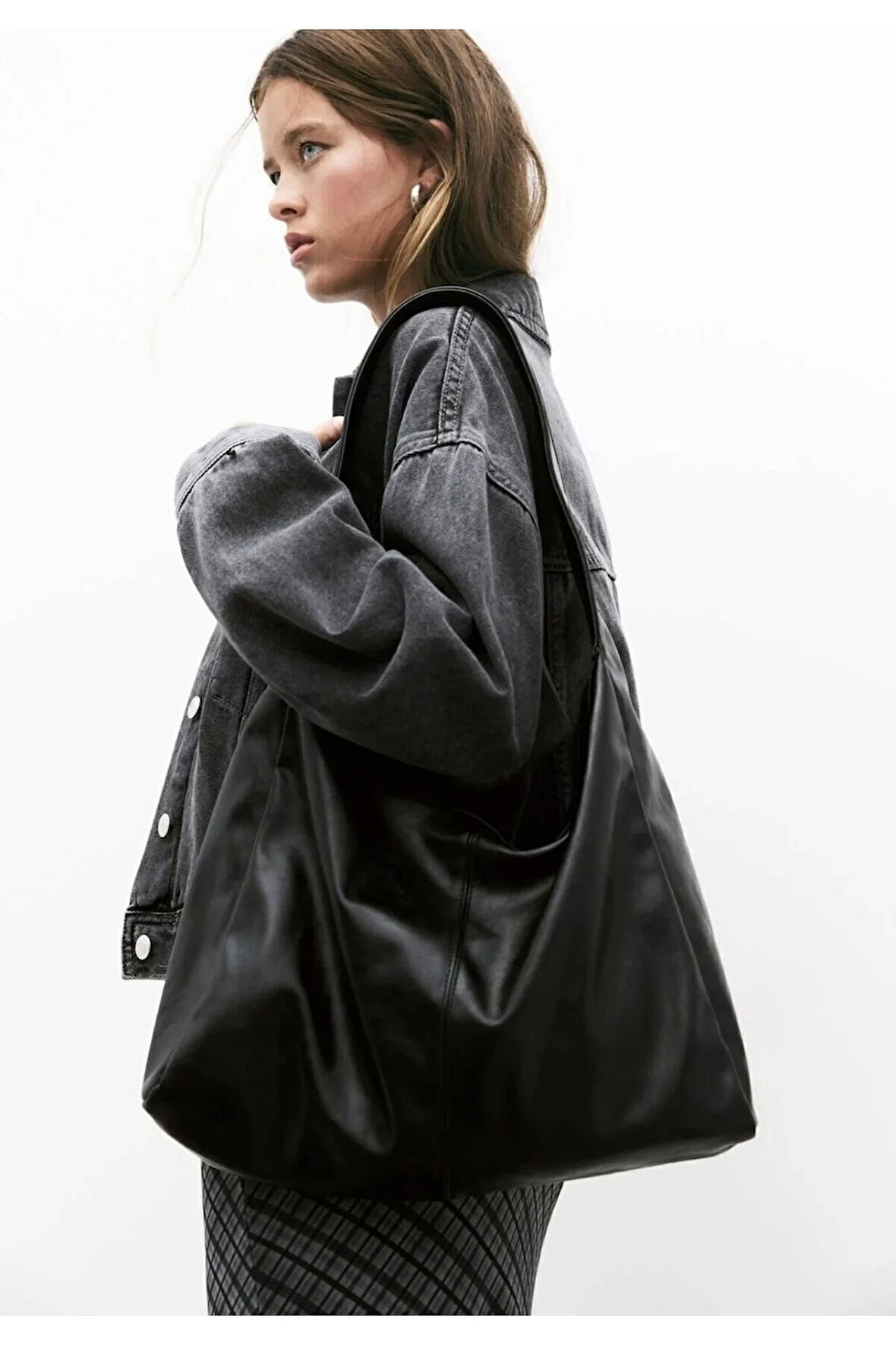 Kadın Siyah Büyük Boy Omuz ve Tote Çanta - Geniş Hacim