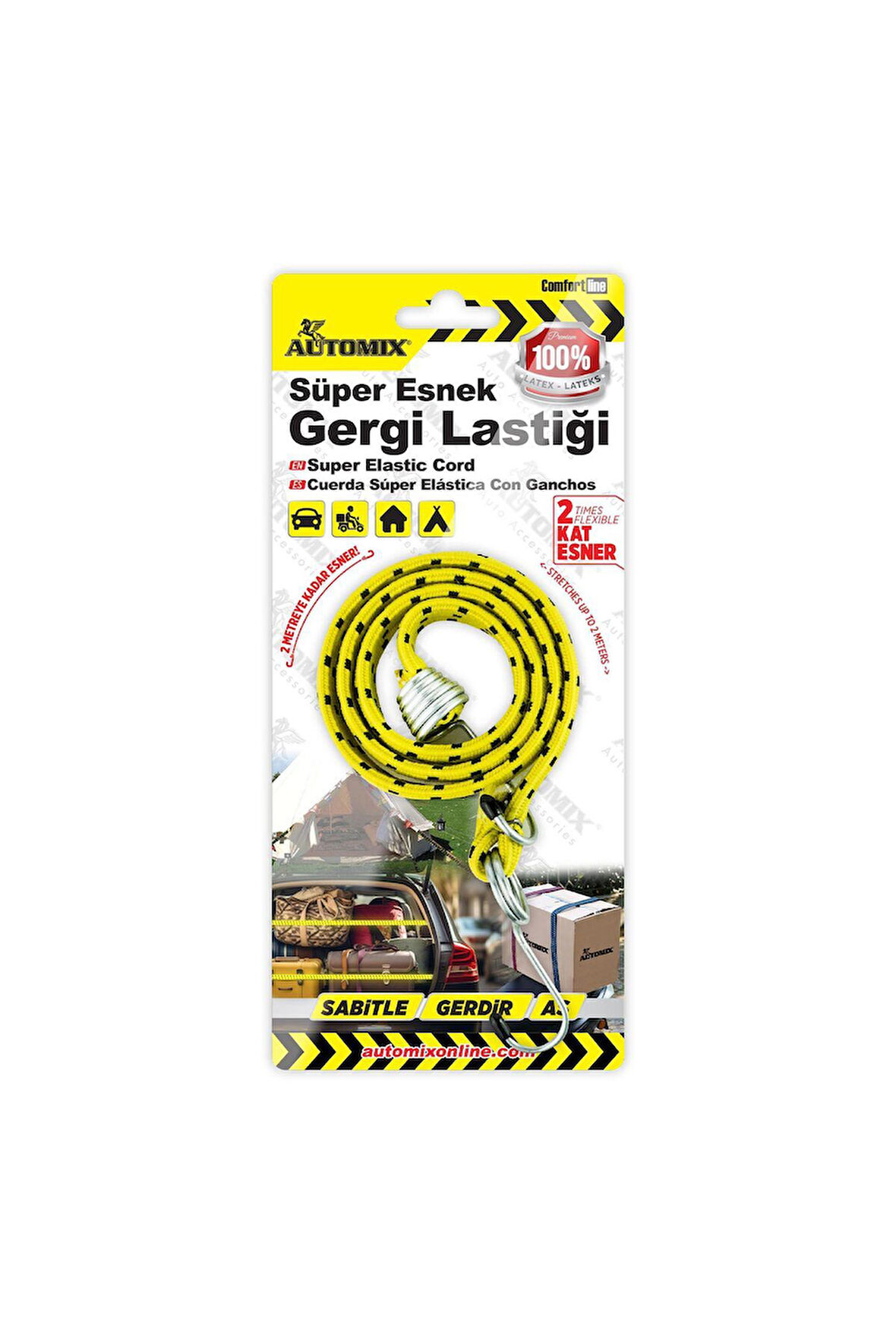 Süper Esnek Gergi Lastiği - 2 Metreye Kadar Esner BAGAJ TAVAN