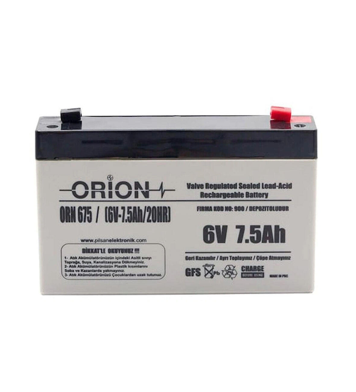 Orion 6V 7.5AH Bakımsız Kuru Akü