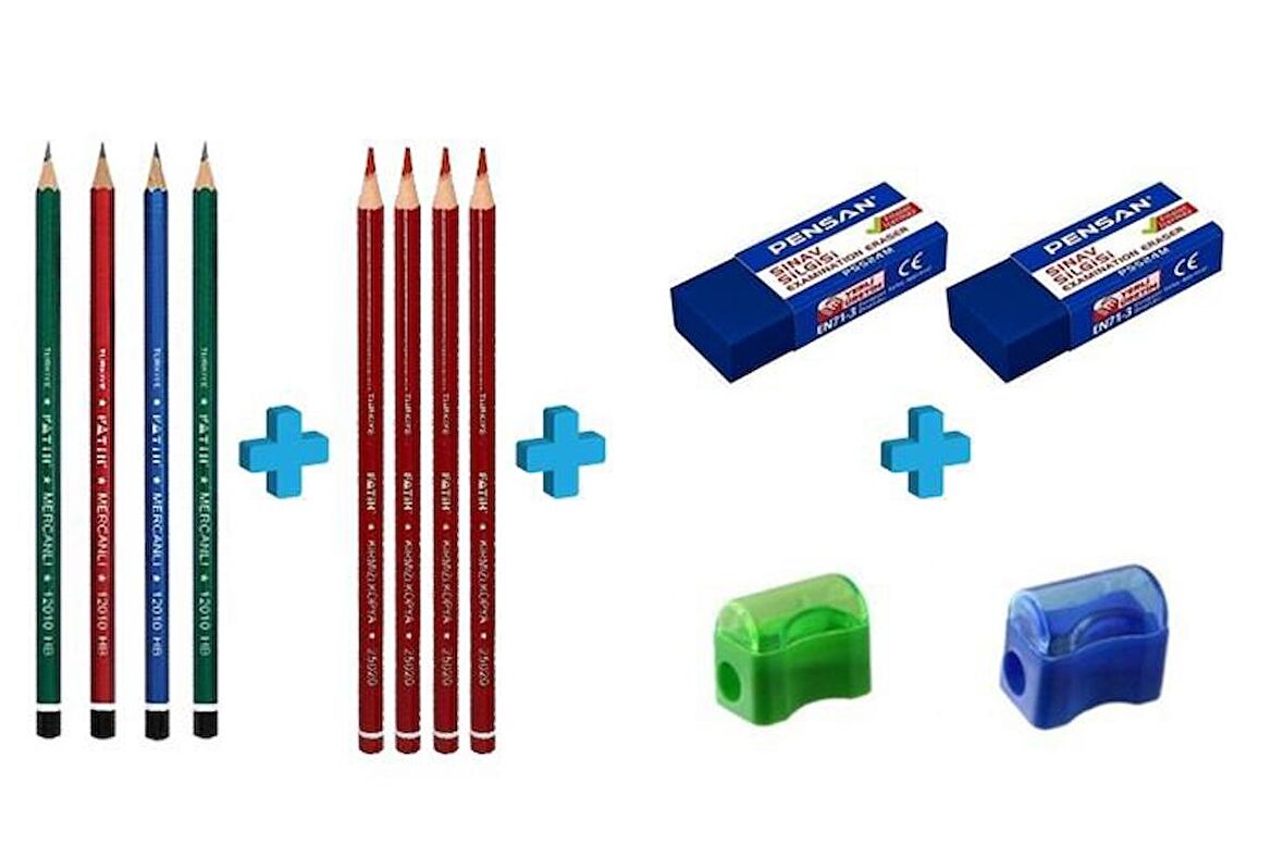 Fatih Kalem Seti ( 4 Adet Kurşun-4 Adet Kırmızı Kalem- 2 Adet Silgi-2 Adet Kalemtıraş )