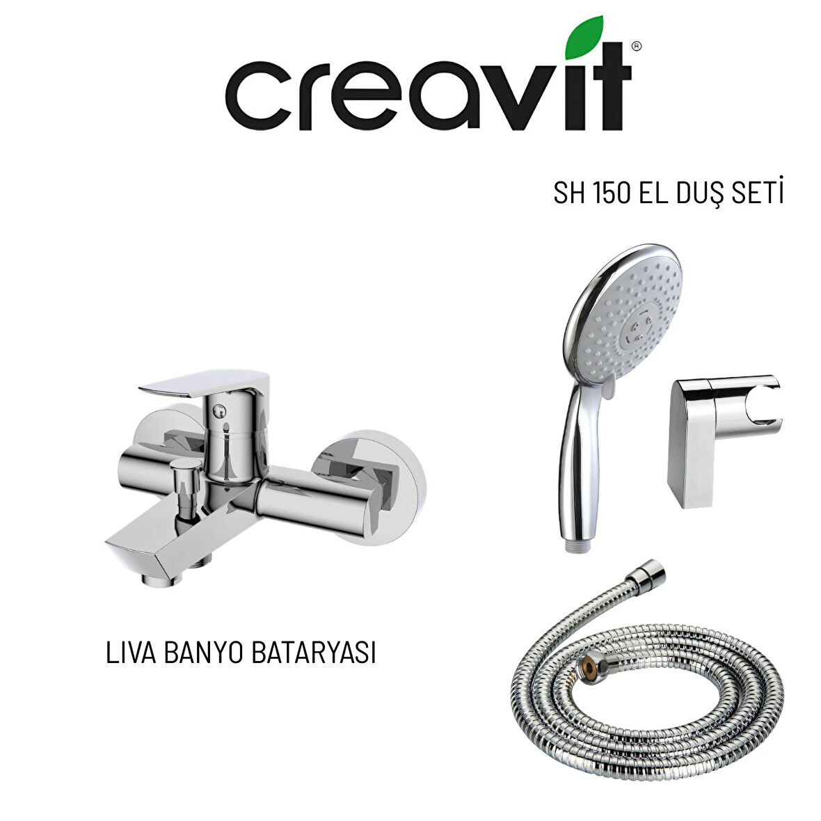 Creavit SH150 Mafsallı El Duş Seti 3F ve Liva Banyo Bataryası