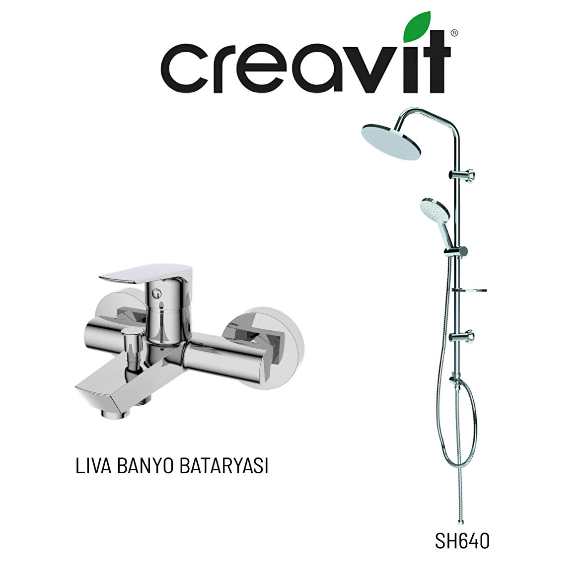 Creavit SH640 Tepe Duş Sistemi ve Liva Banyo Bataryası LV2500