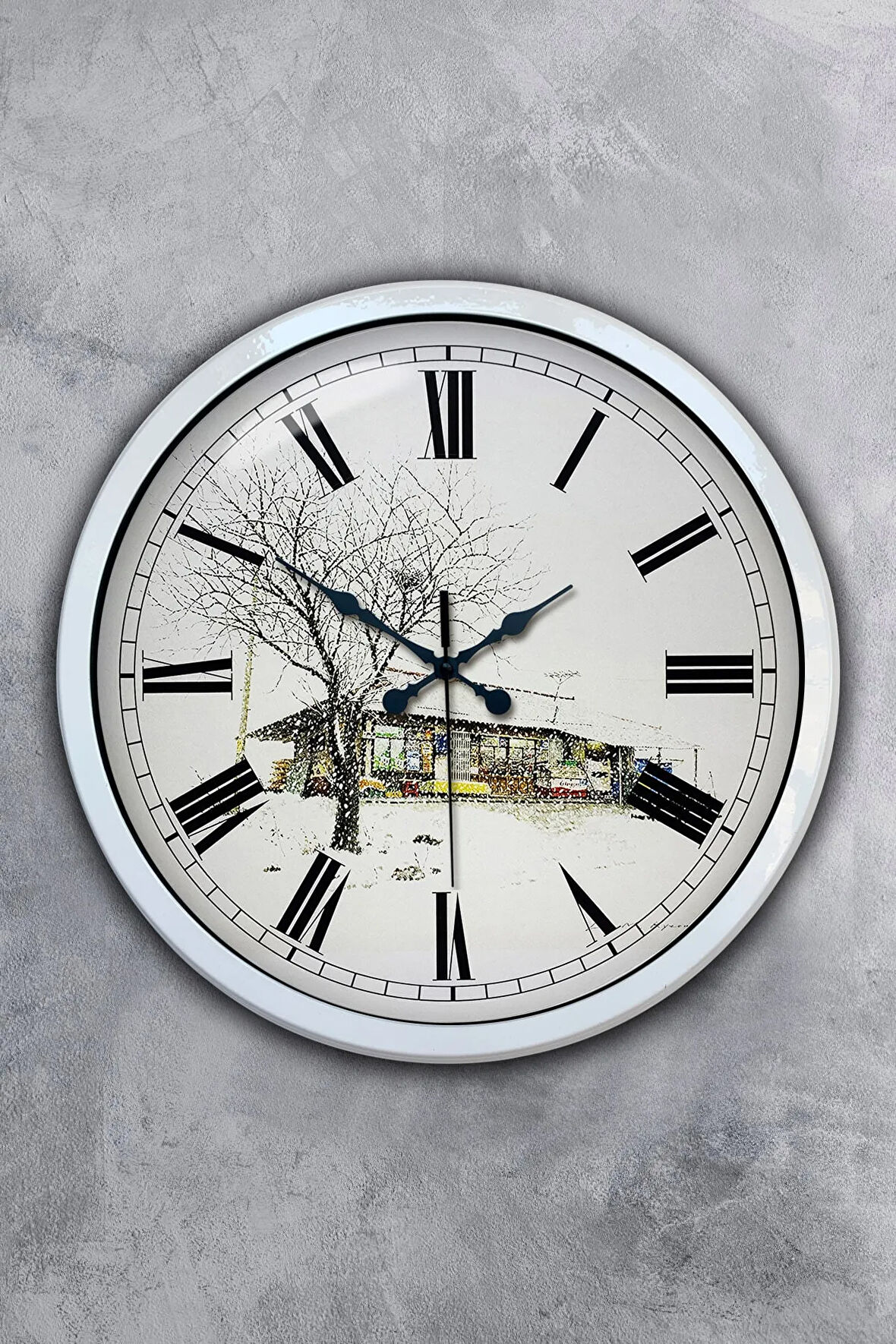 40 Cm Beyaz Metal Eski Ev Duvar Saati