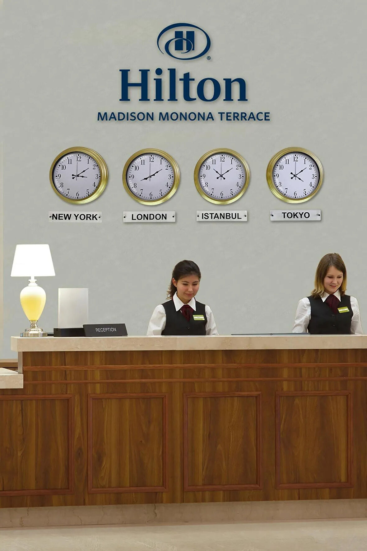 40 Cm Prinç Metal Beyaz Kadran 4 Adet Set Tabelalı Otel Dünya Saati