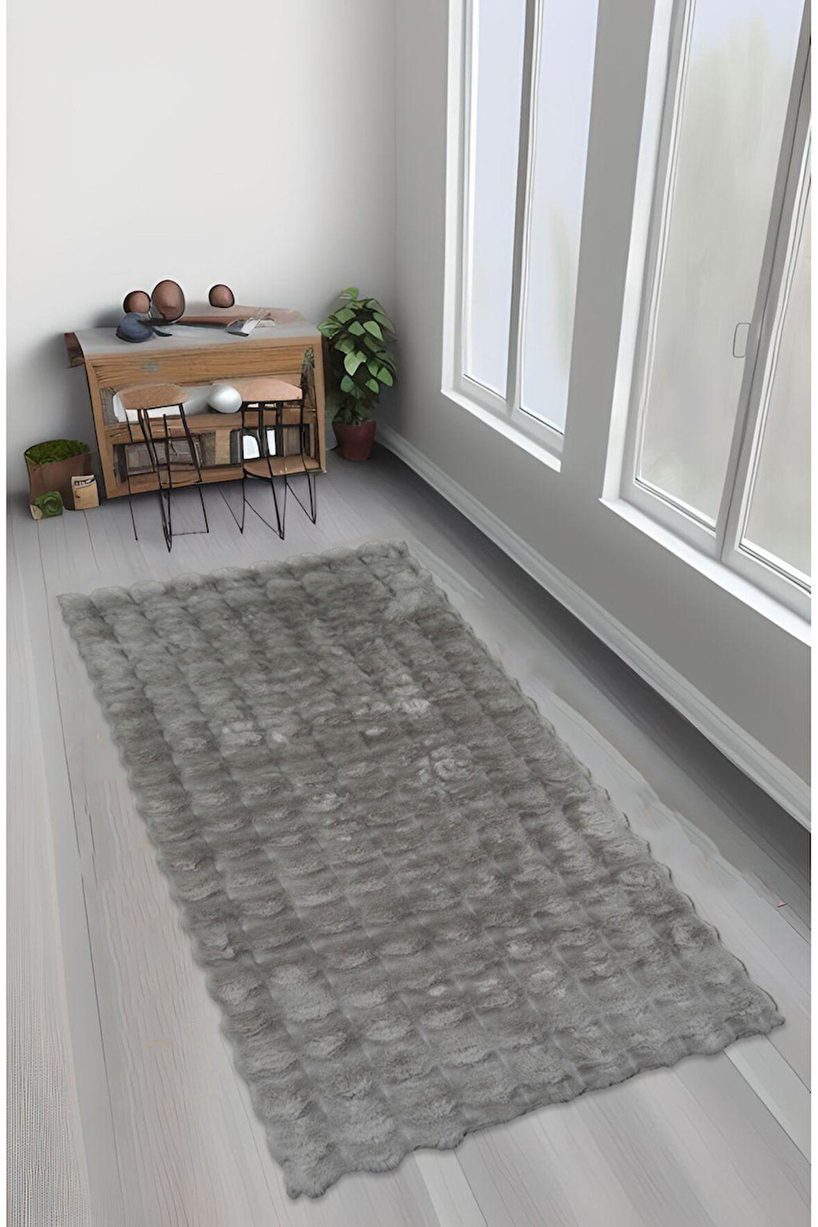 Bubble Tavşan Tüyü, Kaymaz Süet Taban, Süper Soft, Ultra Lüks, Yıkanabilir Halı