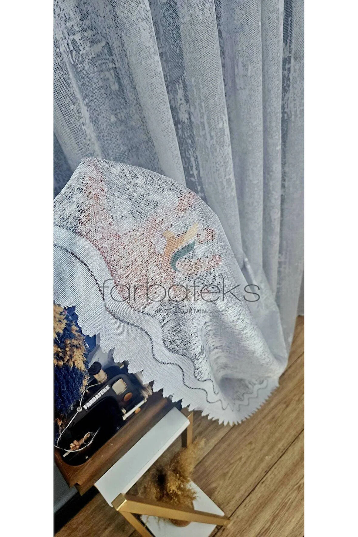 Nardo Gri Bulut Tül Exculusive Micro Örgü 3Kat Pileli Gri Tül Perde