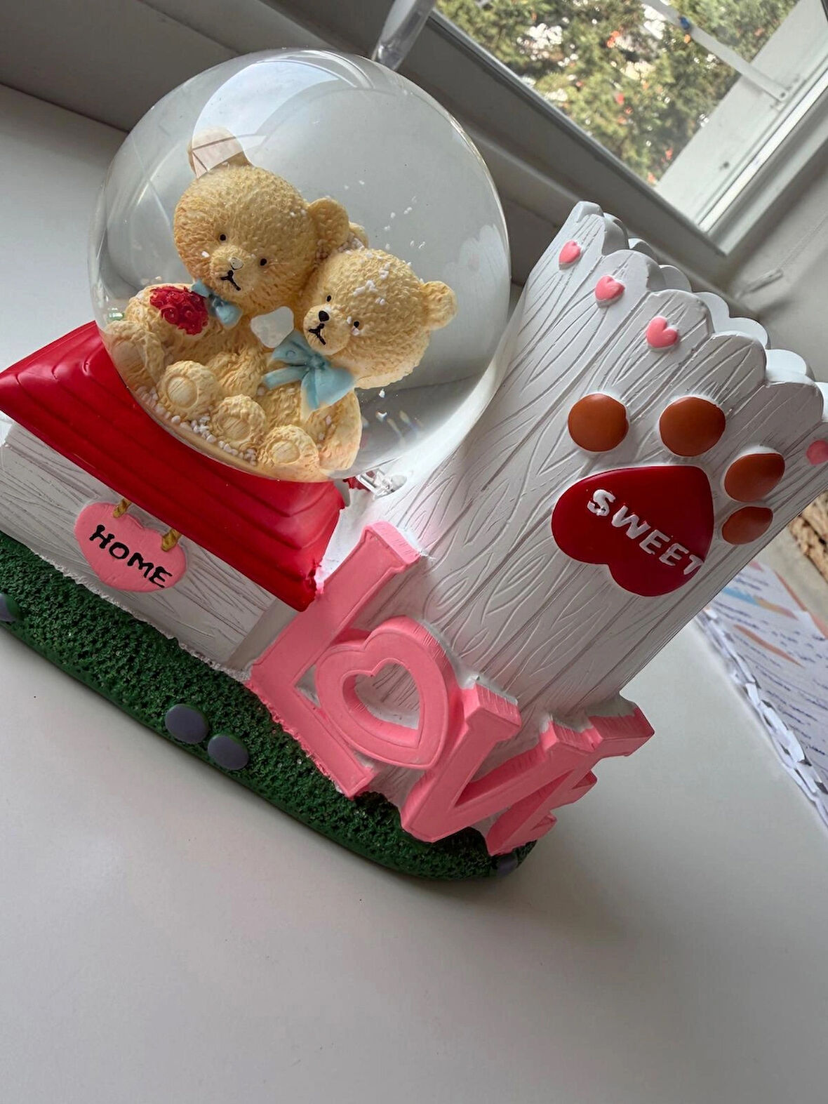 Ayıcıklı Love Kalemlikli Kar Küresi Özel Hediye Kutulu