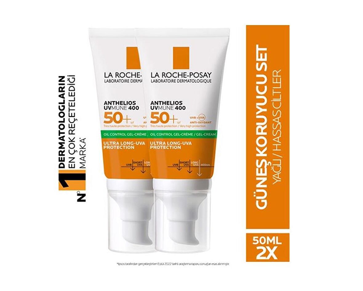 La Roche Posay Anthelios Uvmune400 Oil Control (Dry Touch) Jel Krem Spf50  50 Ml - 2 ADET - SKT:12/2025