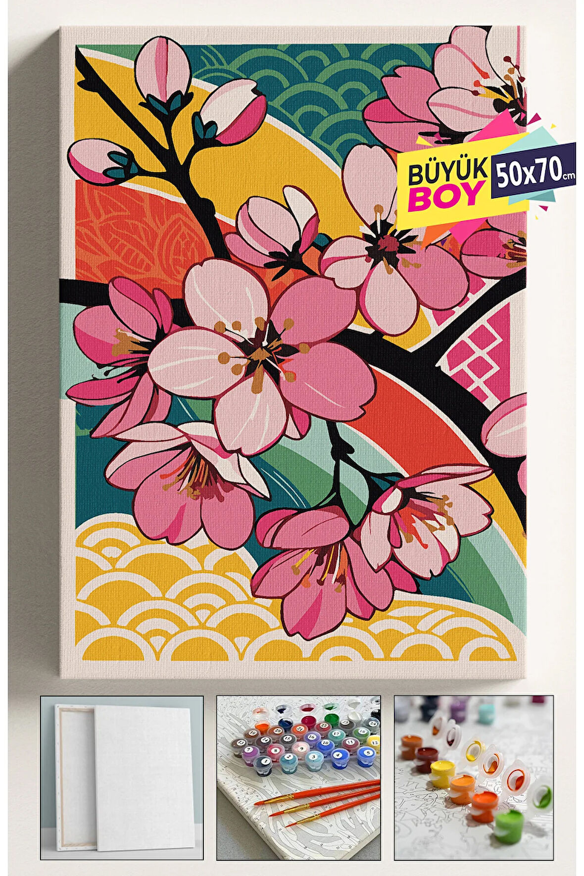 Sayılarla Boyama Seti Numaralı Tuval Fırça Boya Dahil Kasnaklı Set 50x70 Cm - CHERRY BOOM
