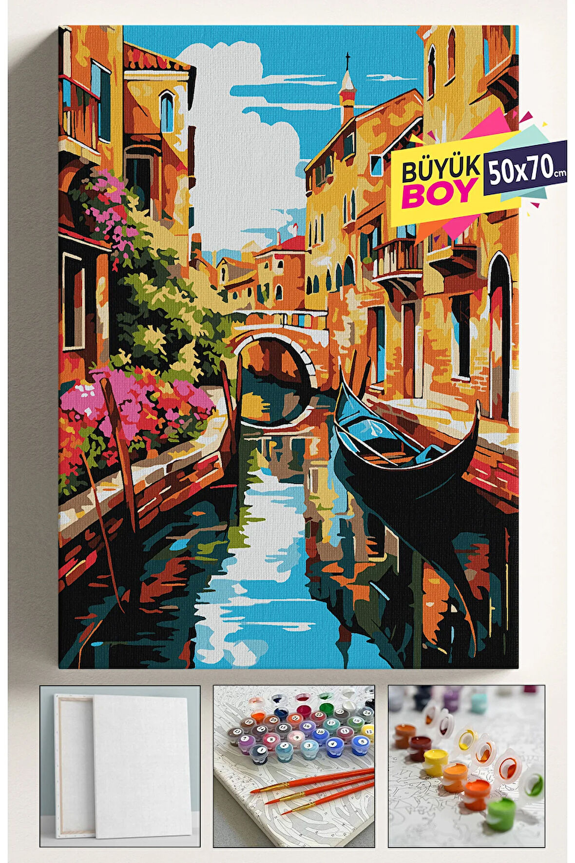 Sayılarla Boyama Seti Numaralı Tuval Fırça Boya Dahil Kasnaklı Set 50x70 Cm - İTALYA