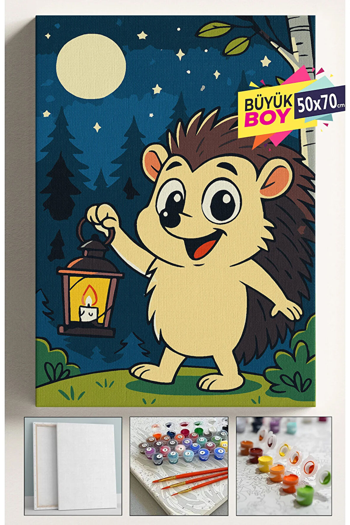 Sayılarla Boyama Seti Numaralı Tuval Fırça Boya Dahil Kasnaklı Set 50x70 Cm - KİRPİ